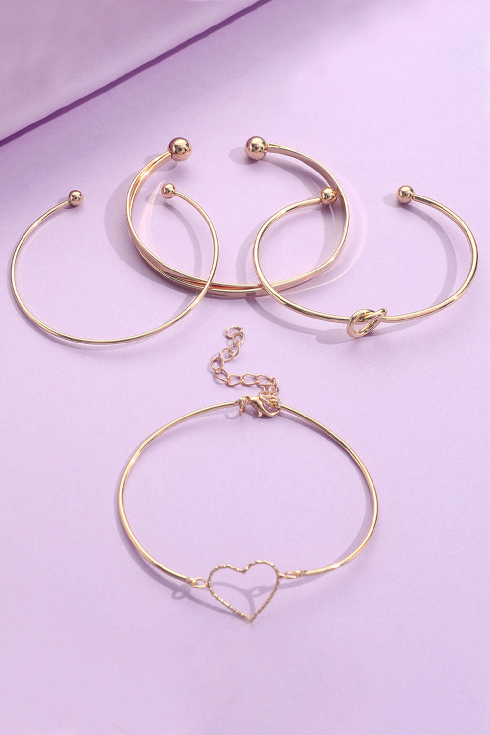 Gold Love Geometric Cross Bracelet Set - 4 Pieces