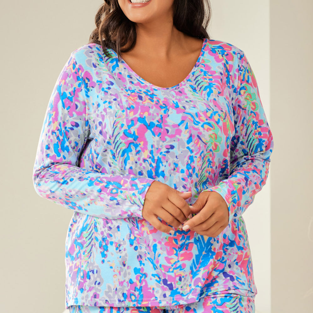 Blue Floral Lounge Set - Plus Size Loungewear