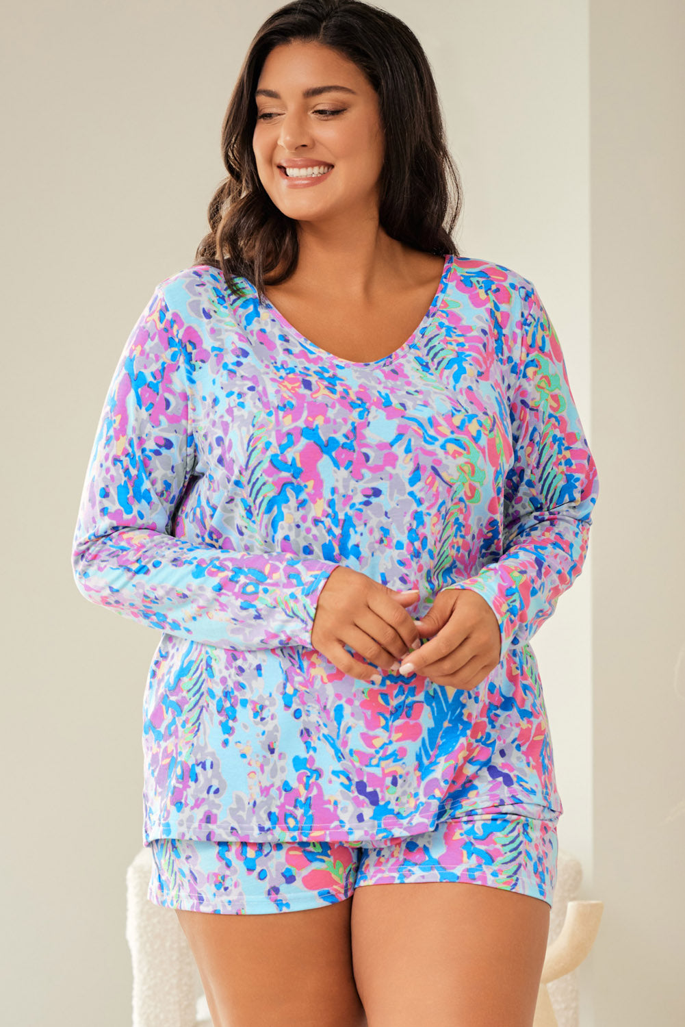 Blue Floral Lounge Set - Plus Size Loungewear