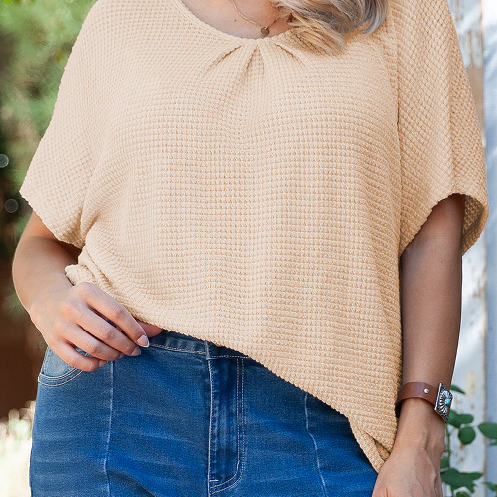 
                      
                        Beige Plus Size Tee with Guipure Lace Insert
                      
                    