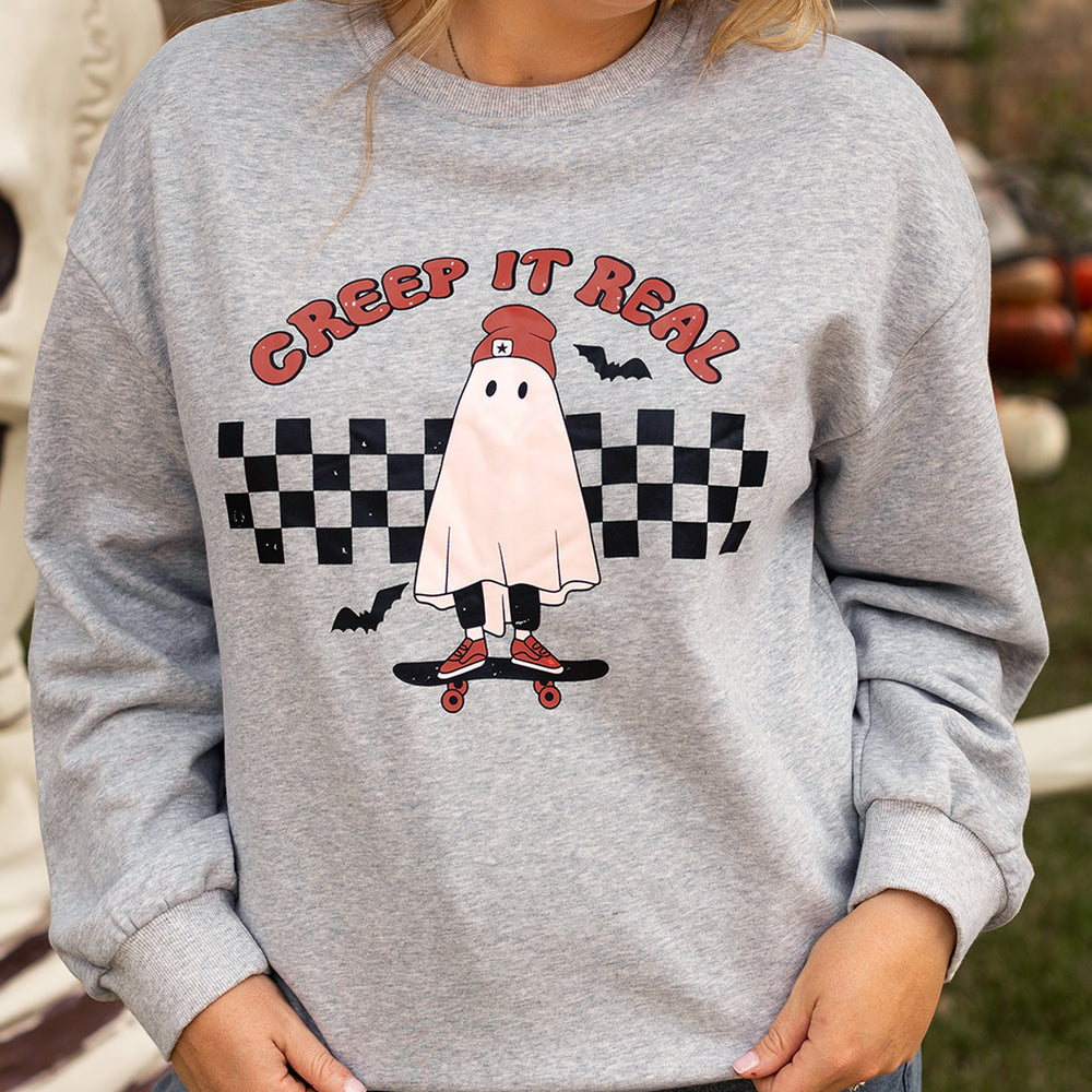 Creep It Real Ghost Print Plus Size Sweatshirt