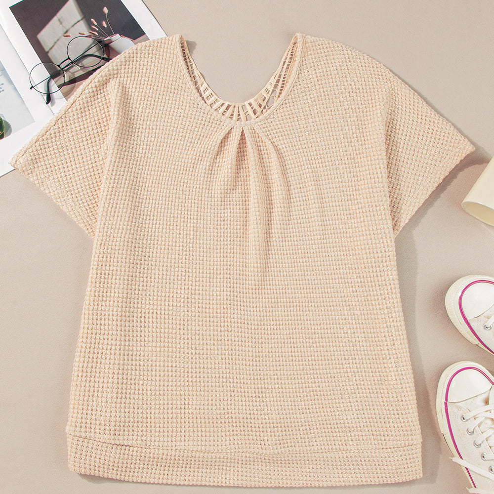 
                      
                        Beige Plus Size Tee with Guipure Lace Insert
                      
                    