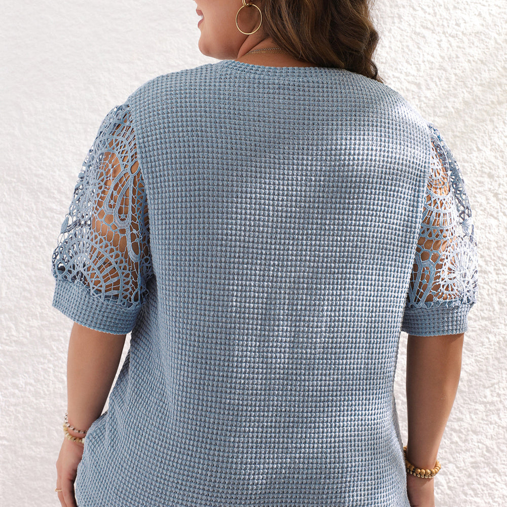 
                      
                        Ashleigh Blue Plus Size Knit Lace Sleeve T Shirt
                      
                    