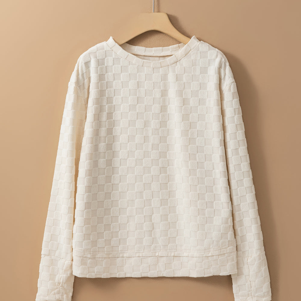 
                      
                        Beige Solid Textured Thumbhole Sleeve Top
                      
                    