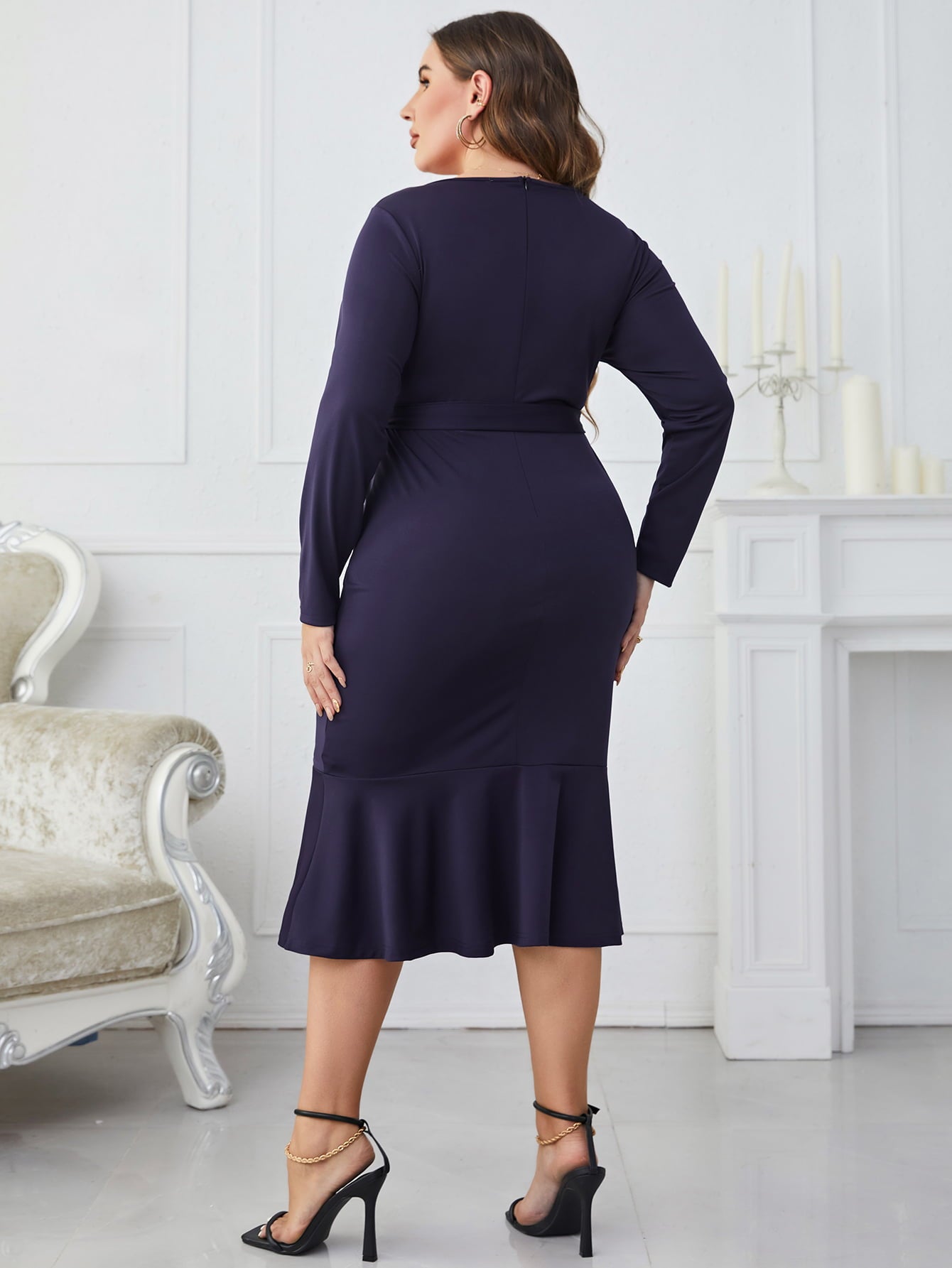 Plus Size Buttoned Midi Dress