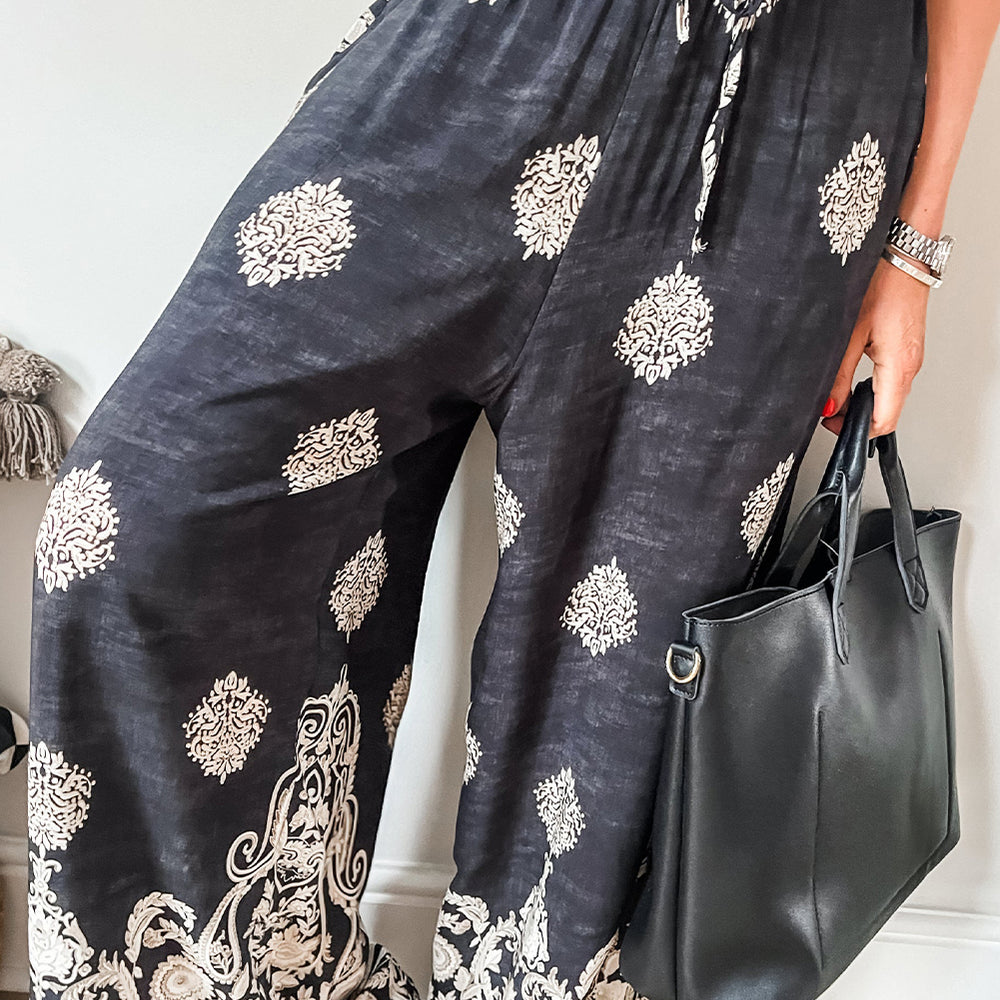 Bohemian Print Wide Leg Pants