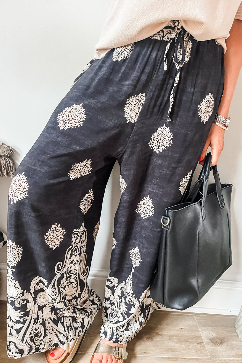 Bohemian Print Wide Leg Pants