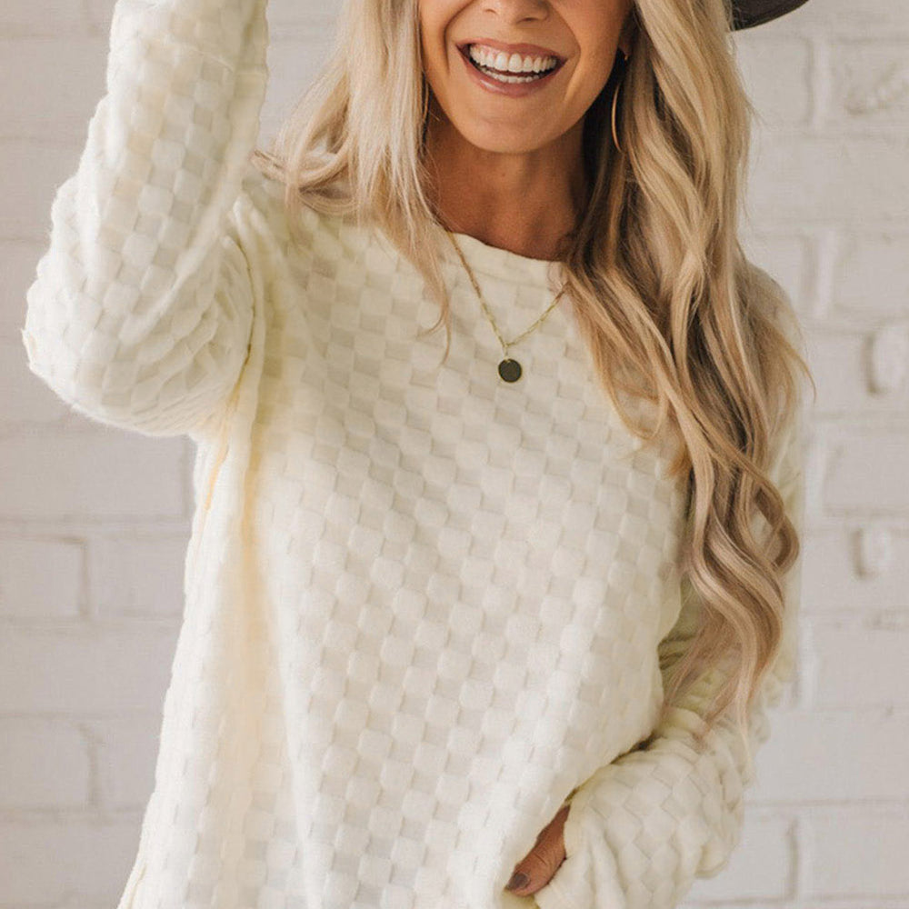 
                      
                        Beige Solid Textured Thumbhole Sleeve Top
                      
                    