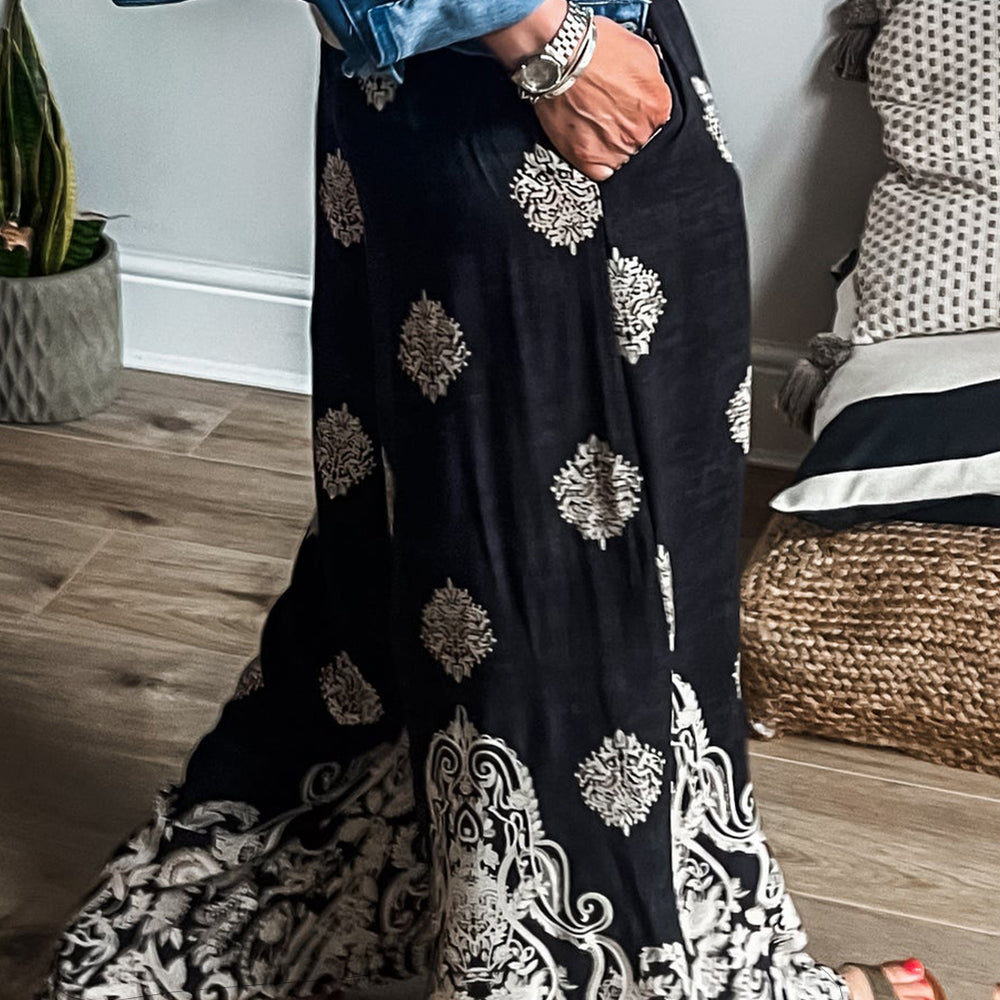 Bohemian Print Wide Leg Pants