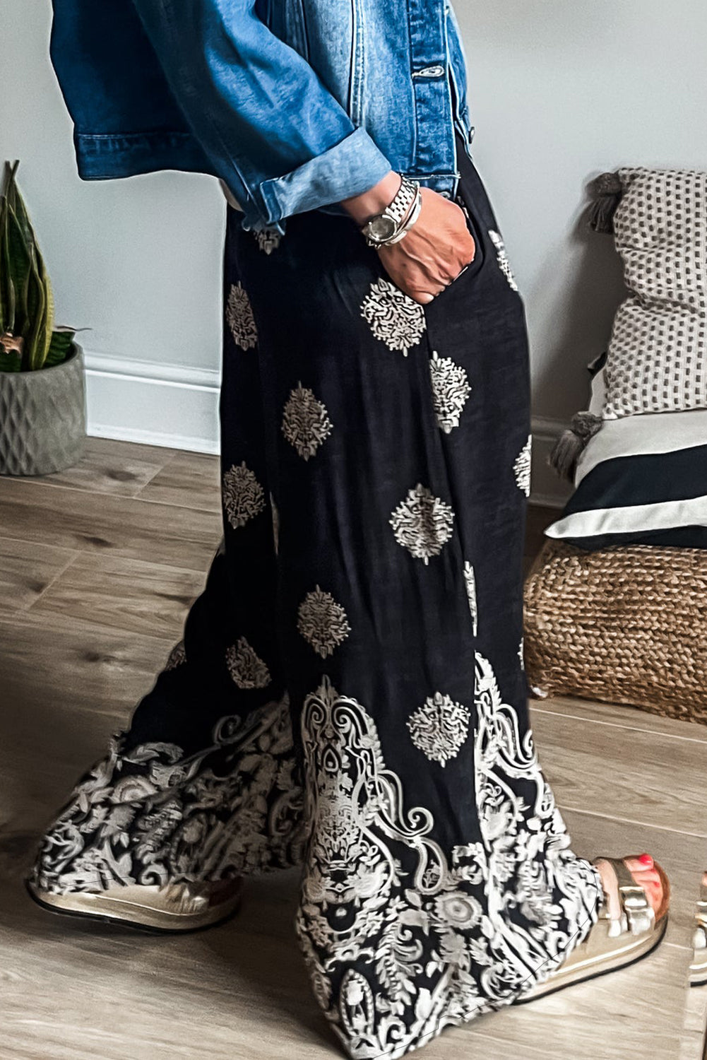 Bohemian Print Wide Leg Pants