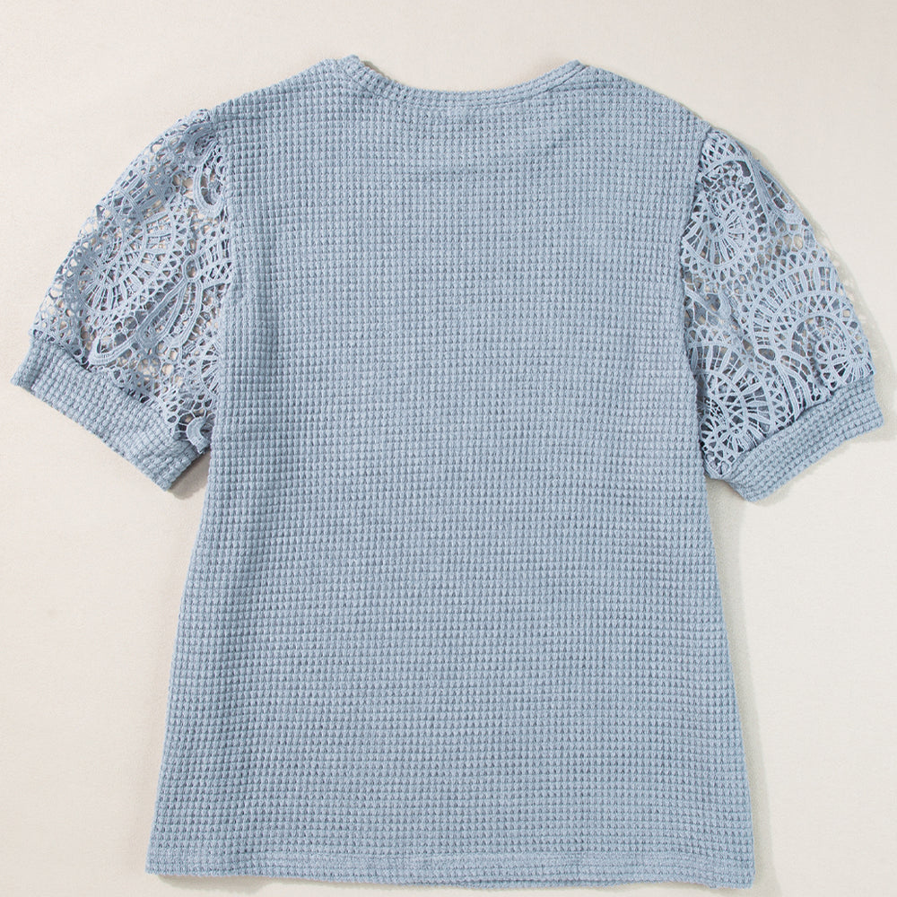 
                      
                        Ashleigh Blue Plus Size Knit Lace Sleeve T Shirt
                      
                    