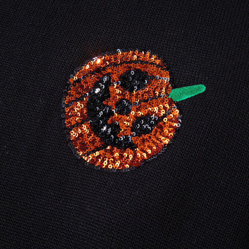 
                      
                        Black Plus Size Halloween Sequined Pumpkin Pattern Sweater
                      
                    