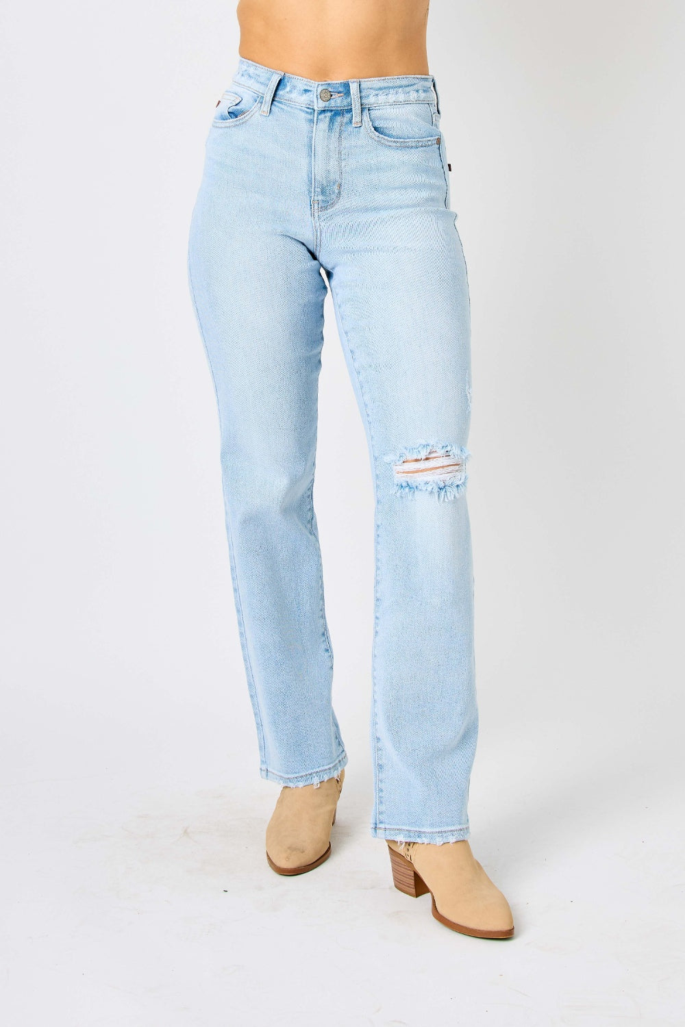 High Waist Distressed Jeans