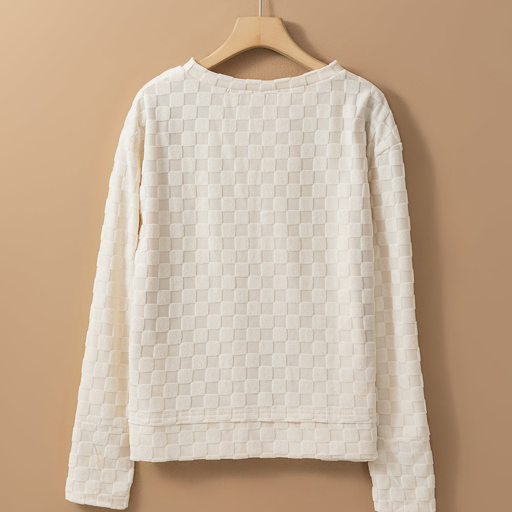 
                      
                        Beige Solid Textured Thumbhole Sleeve Top
                      
                    