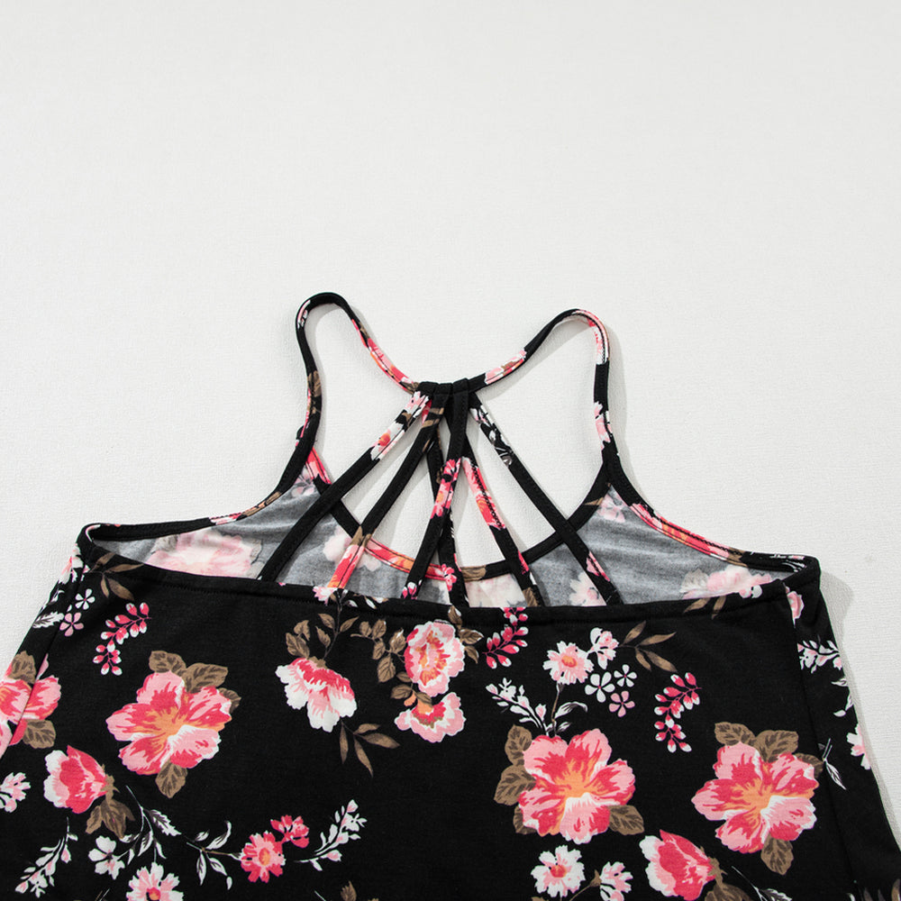 
                      
                        Black Floral Spaghetti Straps Tank Top
                      
                    