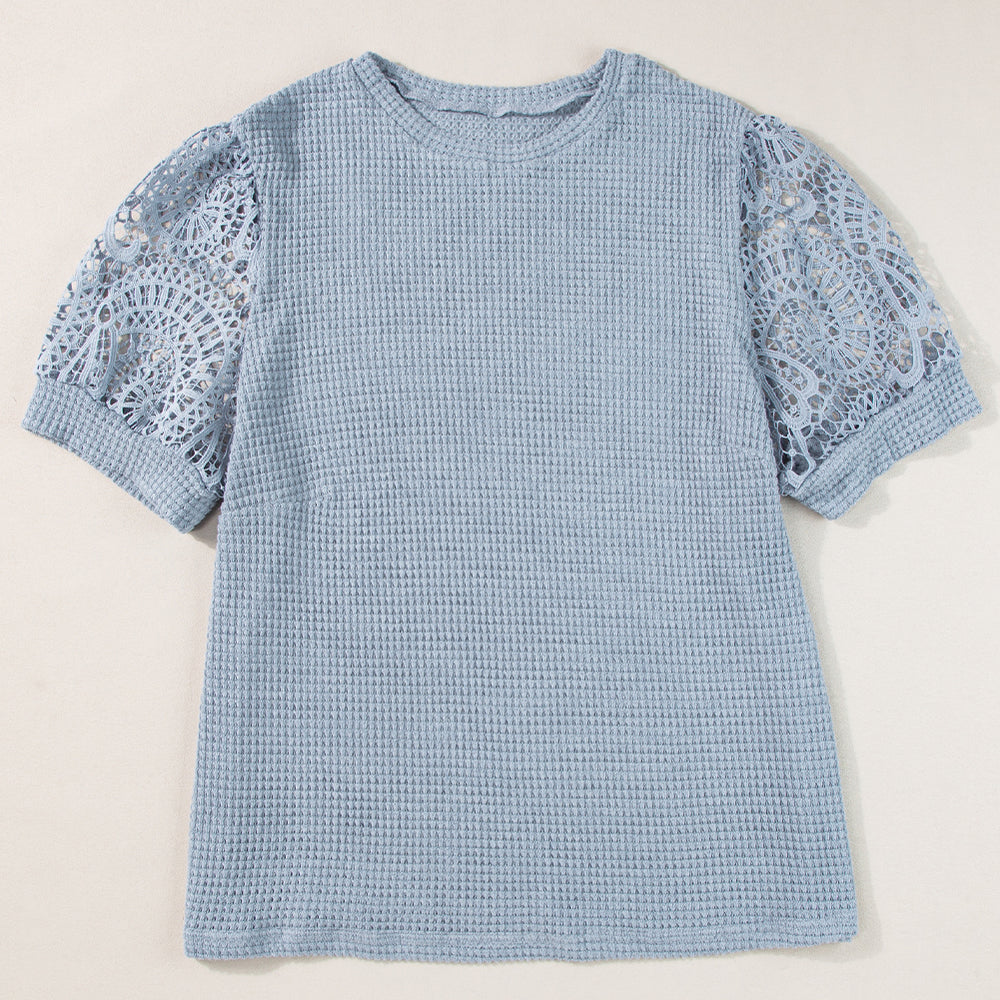 
                      
                        Ashleigh Blue Plus Size Knit Lace Sleeve T Shirt
                      
                    