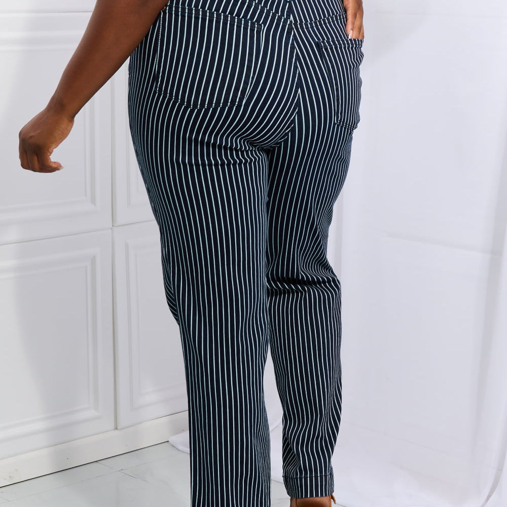 Judy Blue Cassidy Full Size High Waisted Tummy Control Striped Straight Jeans