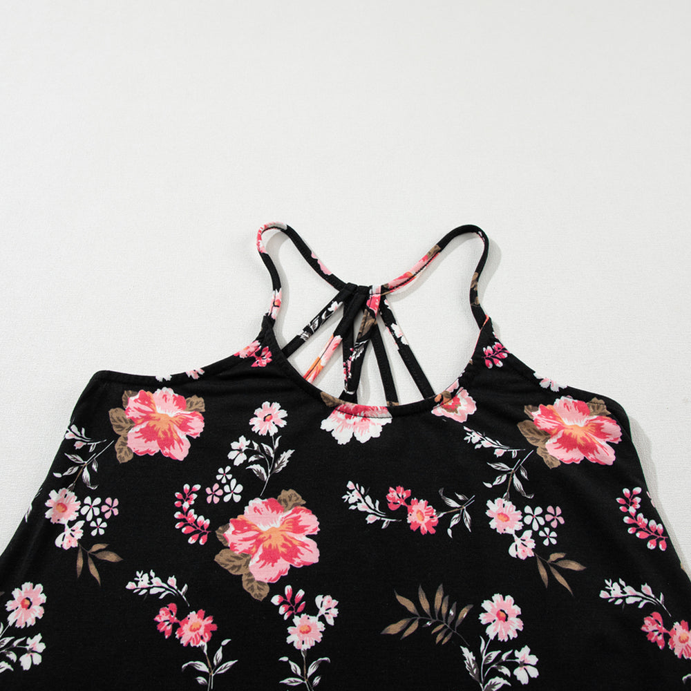 
                      
                        Black Floral Spaghetti Straps Tank Top
                      
                    