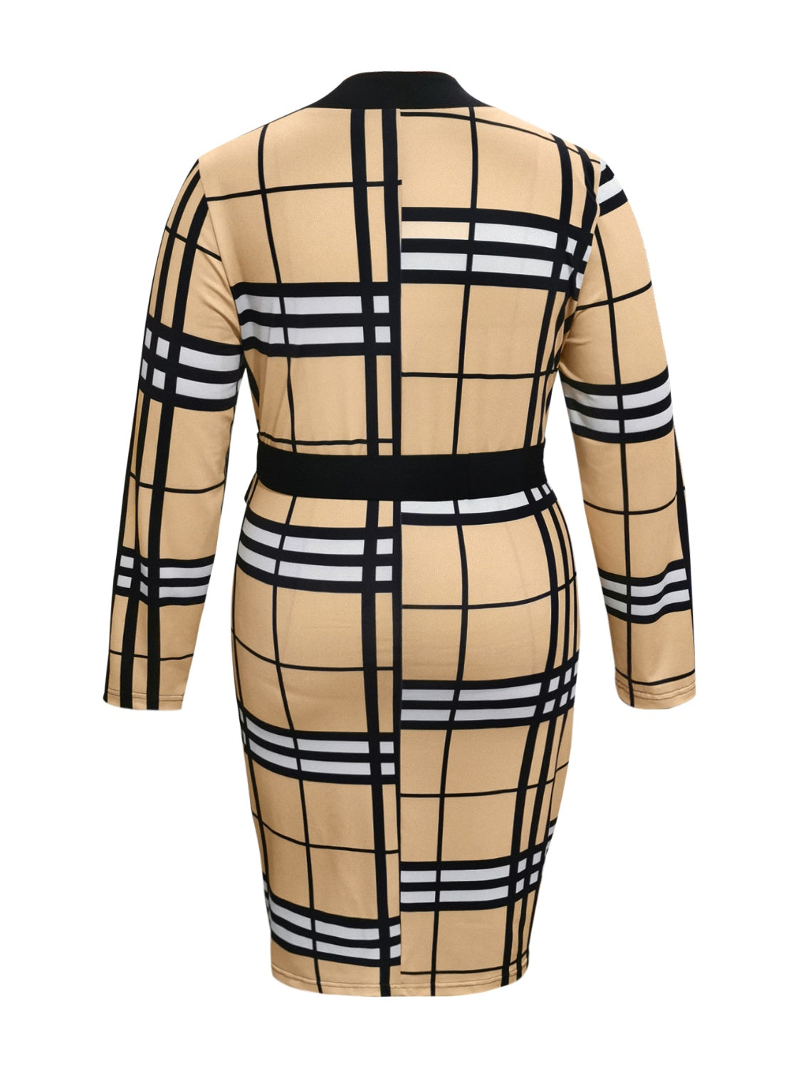 Plaid V-Neck Wrap Dress for Plus Size