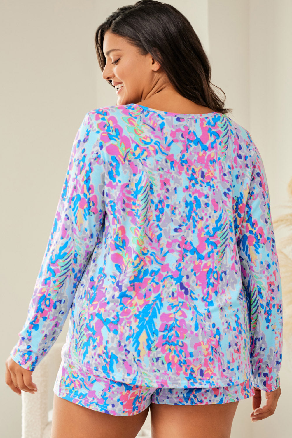 Blue Floral Lounge Set - Plus Size Loungewear