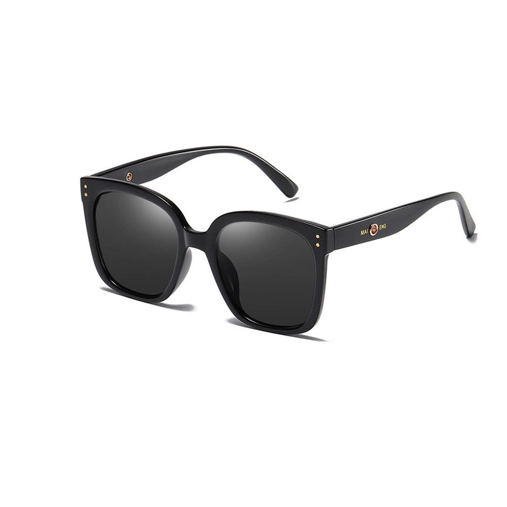 Black Trendy Retro Square Frame Sunglasses