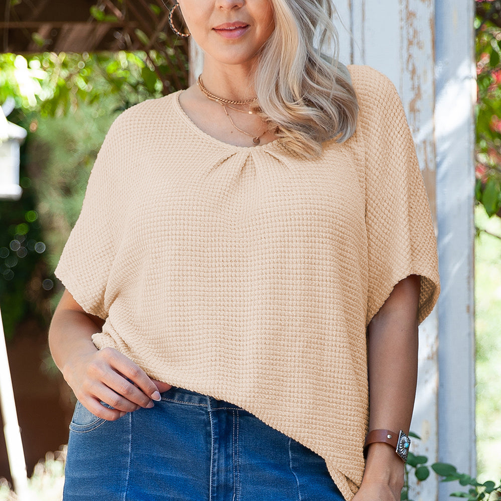 
                      
                        Beige Plus Size Tee with Guipure Lace Insert
                      
                    