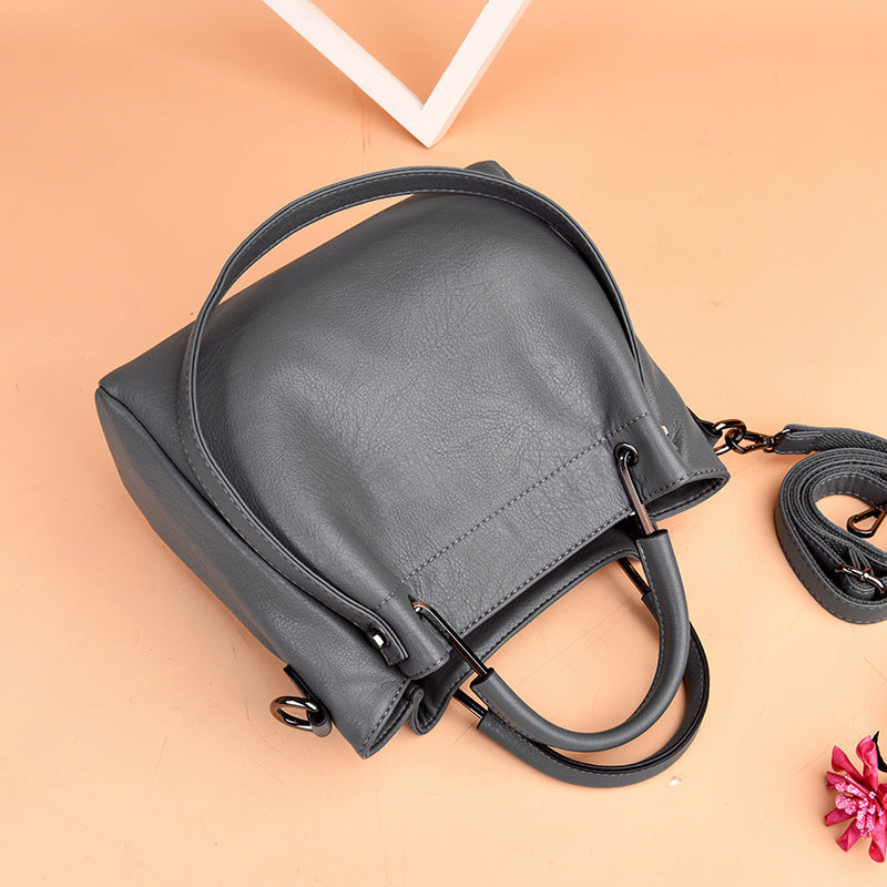 Bags Handbags Korean Fashion Women'S Bags Soft Leather Retro Bucket Bag Handbag