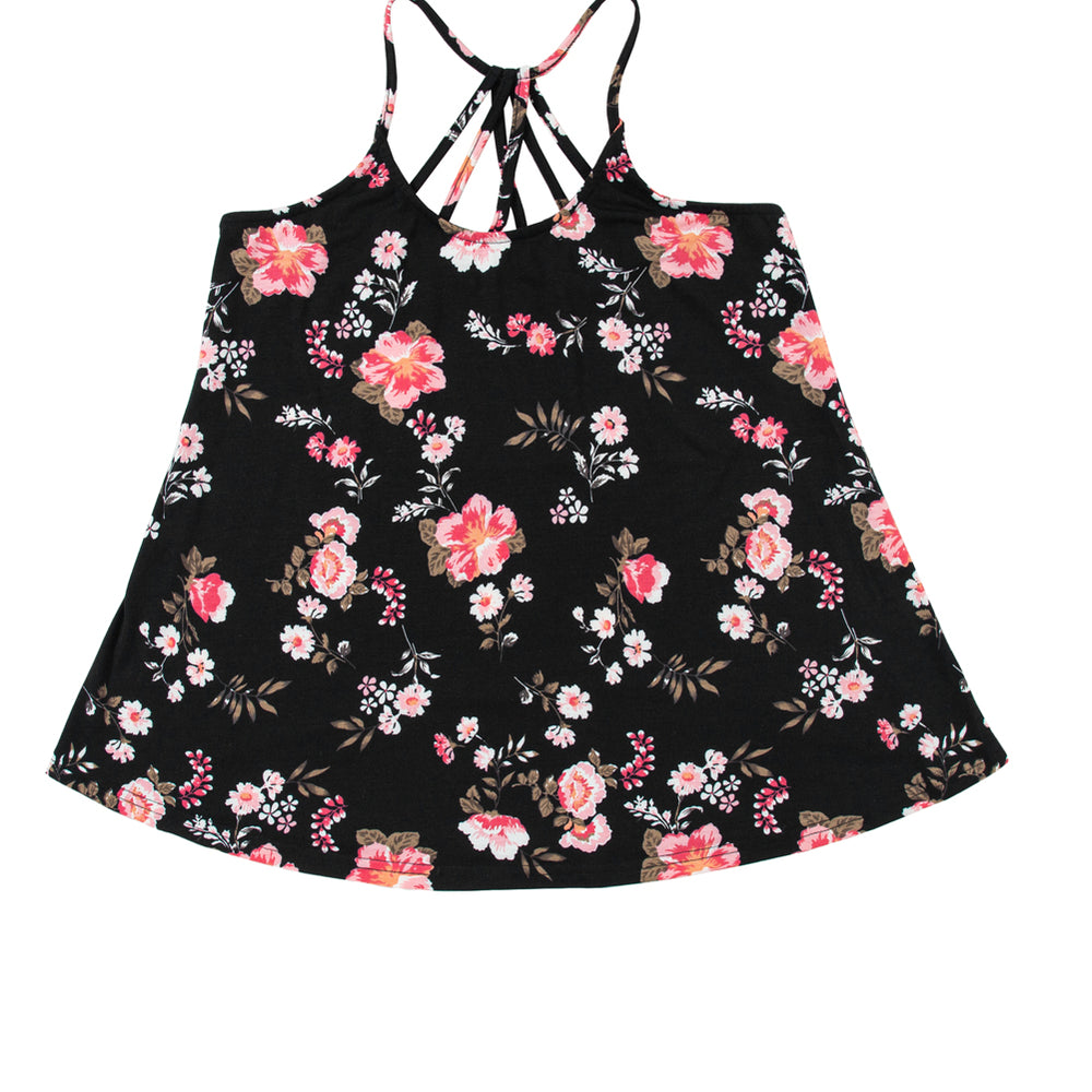 
                      
                        Black Floral Spaghetti Straps Tank Top
                      
                    