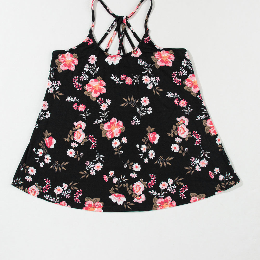 
                      
                        Black Floral Spaghetti Straps Tank Top
                      
                    