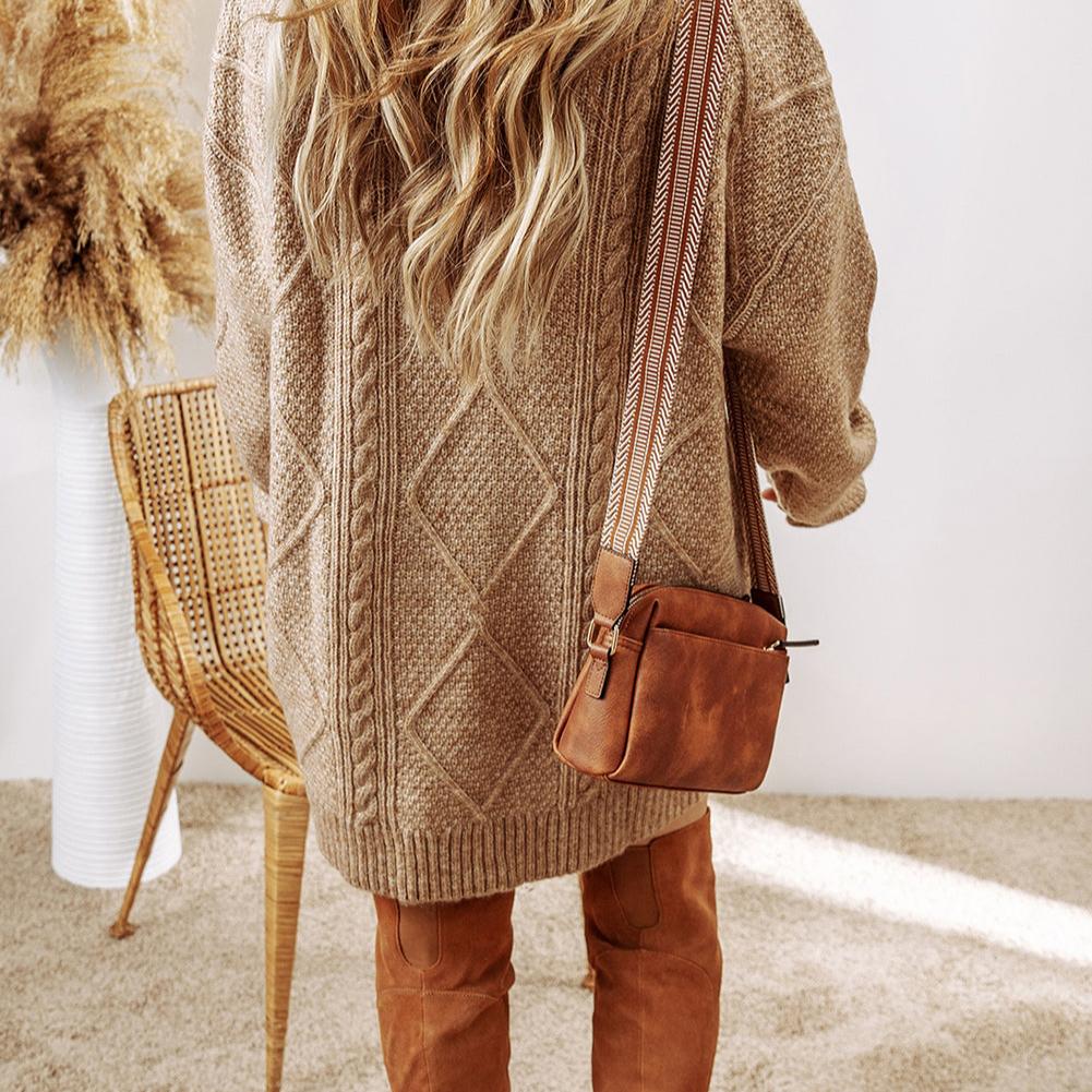 Parchment Cable Knit Sweater Dress - Cozy & Chic