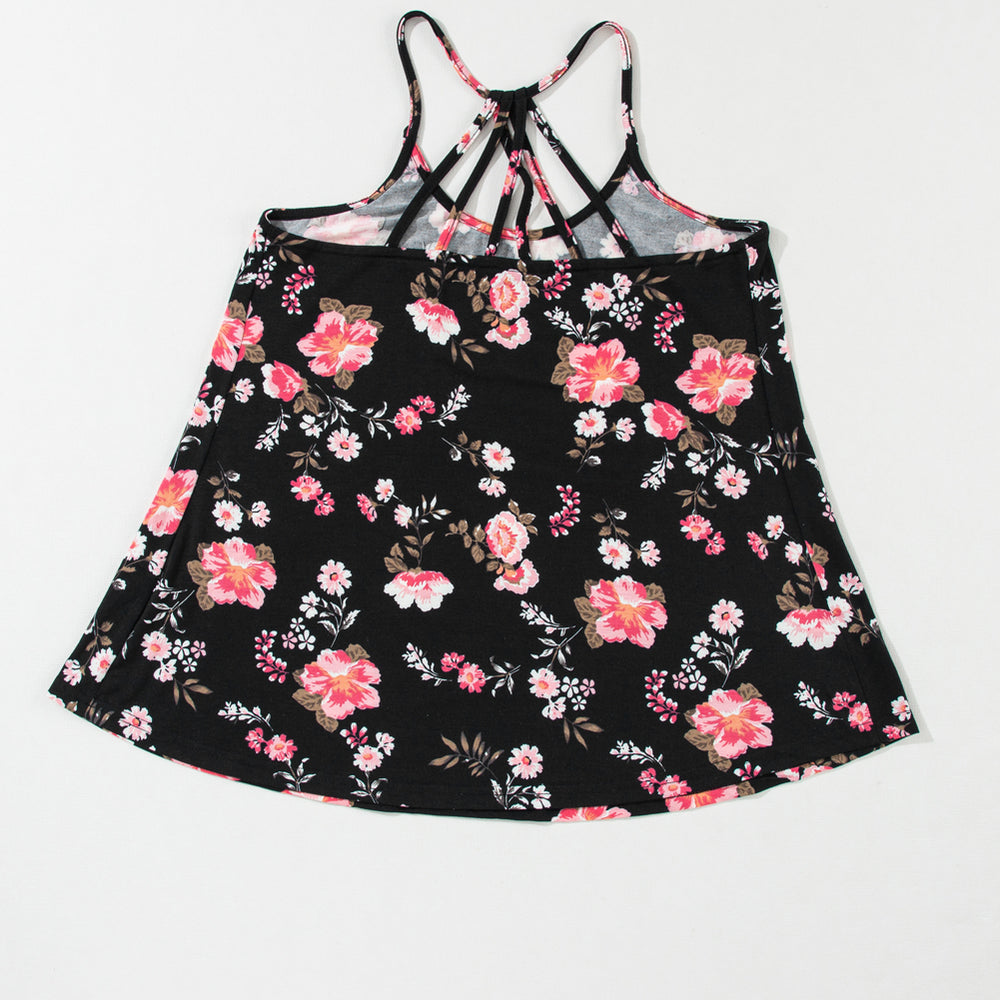 
                      
                        Black Floral Spaghetti Straps Tank Top
                      
                    