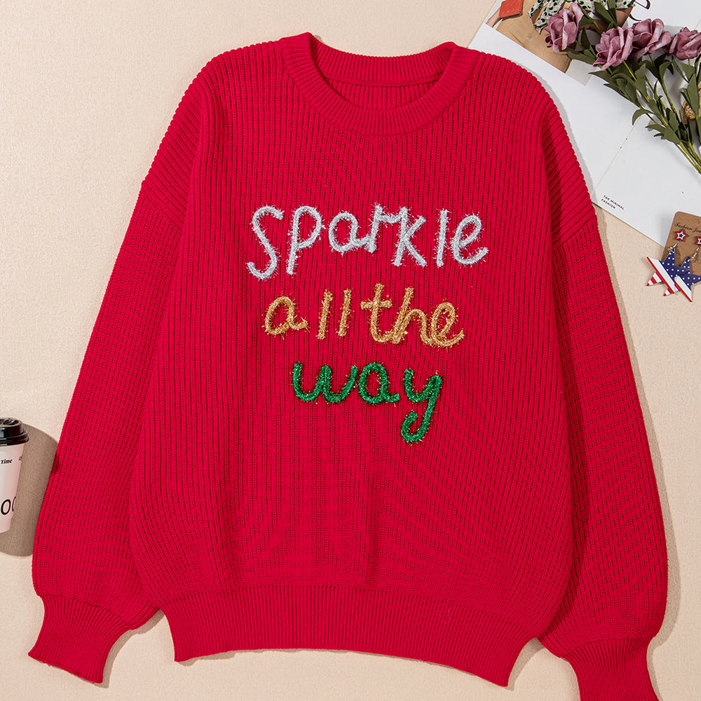 Racing Red Sparkle Plus Size Sweater