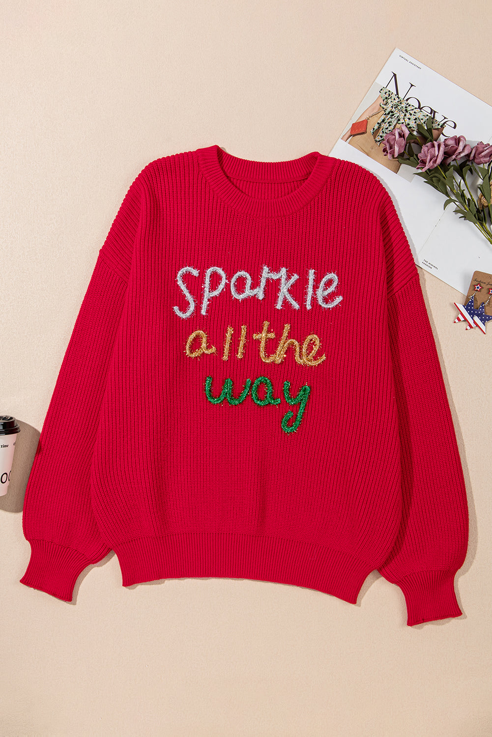 Racing Red Sparkle Plus Size Sweater