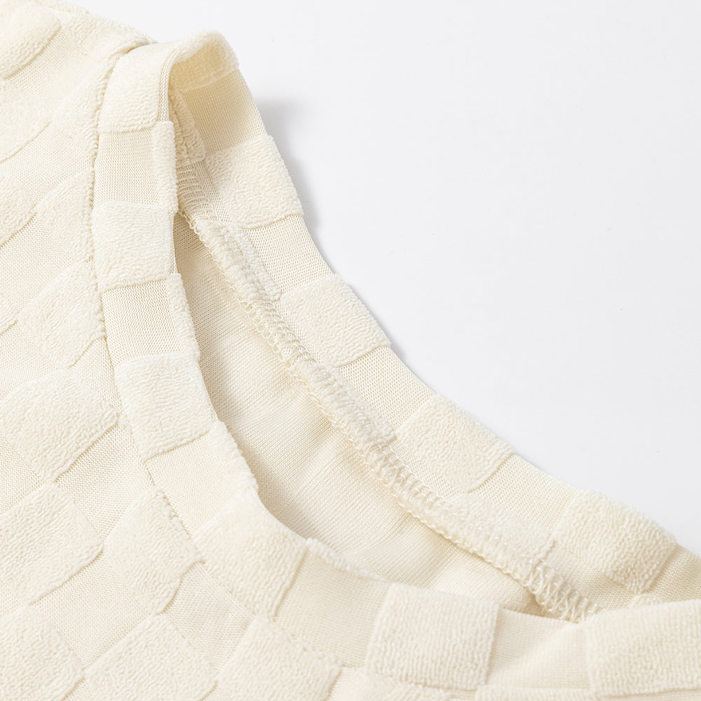 
                      
                        Beige Solid Textured Thumbhole Sleeve Top
                      
                    