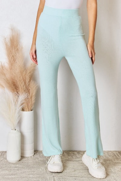 Chic High Waist Mint Flare Pants