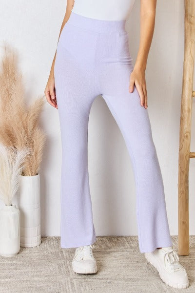 Purple Soft Knit Flare Pants