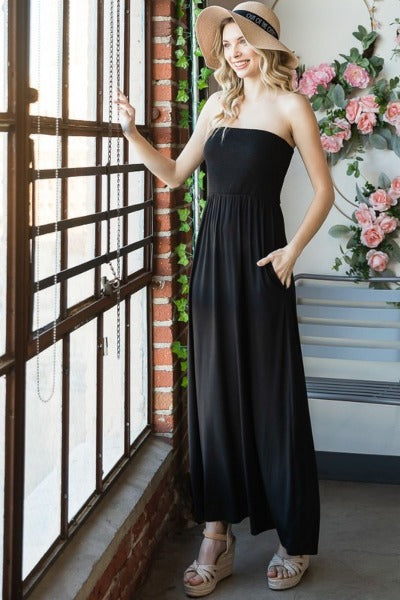 Black Strapless Maxi Dress